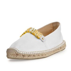Moschino White Leather Espadrilles Size 9